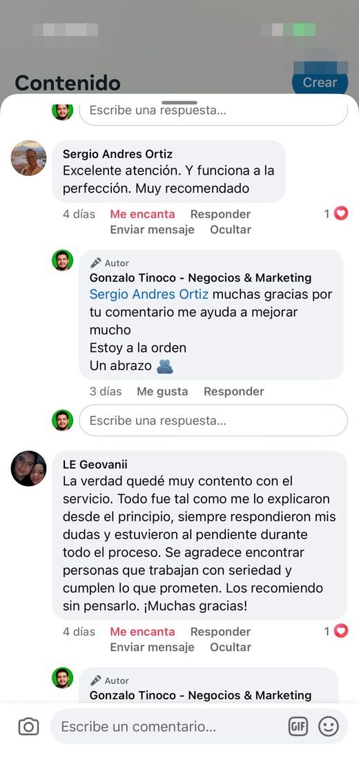 Mensaje de cliente satisfecho