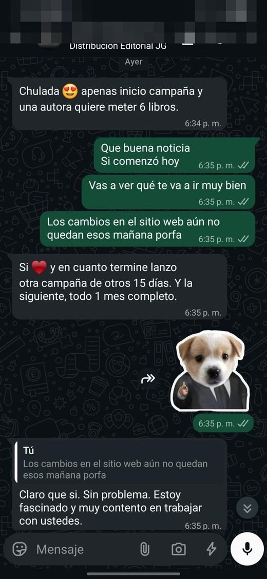 Mensaje de cliente satisfecho