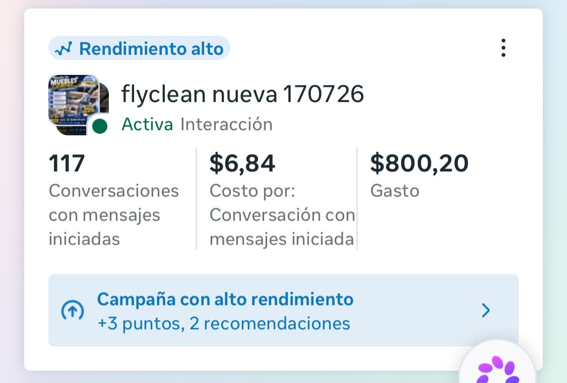 Resultado real de campaña Meta Ads Fly Clean